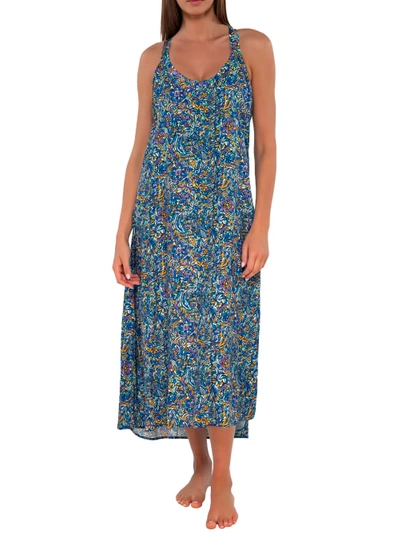 Sunsets Destination Dress Cover-up In Pansy Fields