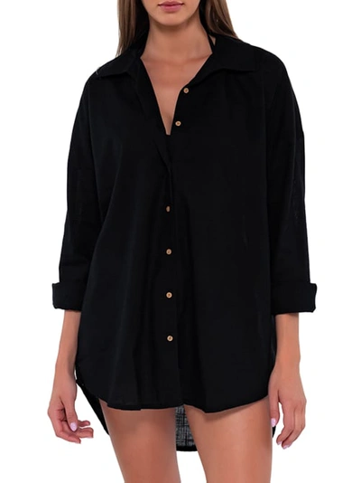 Sunsets Delilah Shirt Cover-up In Black