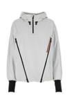 Prada Hooded Polyester Jacket With Elasticated Cuffs In Grey
