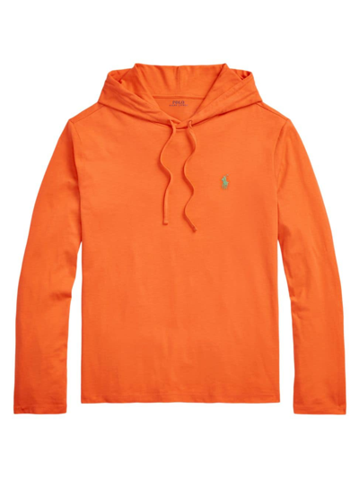 Polo Ralph Lauren Men's Logo Long-sleeve Hooded T-shirt In Bright Signal Orange