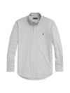 Polo Ralph Lauren Cotton Stretch Poplin Gingham Check Slim Fit Button Down Shirt In Grey White