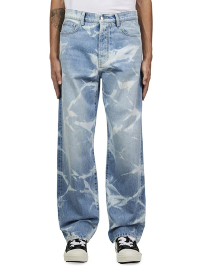 Nahmias Men's Graphic Five-pocket Baggy Jeans In Light Wash