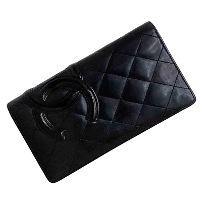 Pre-owned Chanel Cambon Black Leather Wallet  ()