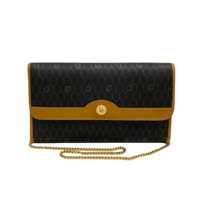 Dior Honeycomb Brown Canvas Shoulder Bag ()