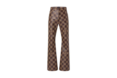 Pre-owned Louis Vuitton Damier Leather Pants Golden Brown