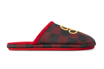 Pre-owned Louis Vuitton Lv Palace Slipper Damier Pop Red