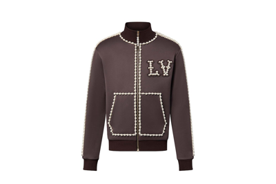 Pre-owned Louis Vuitton Technical Cotton Track Top Embellished With Pearls Ebony