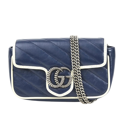 Gucci Gg Marmont Navy Leather Shoulder Bag ()