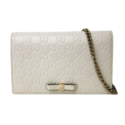 Gucci Ssima White Leather Shoulder Bag ()