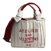 VALENTINO GARAVANI VALENTINO GARAVANI ATELIER BAG 01 WHITE CANVAS SHOPPER BAG (PRE-OWNED)