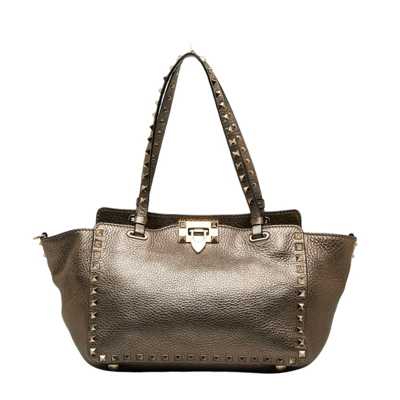 Valentino Garavani Rockstud Leather Tote Bag () In Brown