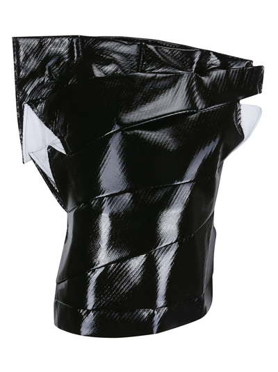 Comme Des Garçons Deconstructed High Neck Vest In Black