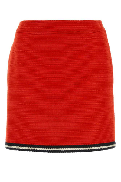 Gucci Mid Rise Braided Trim Mini Skirt In Red