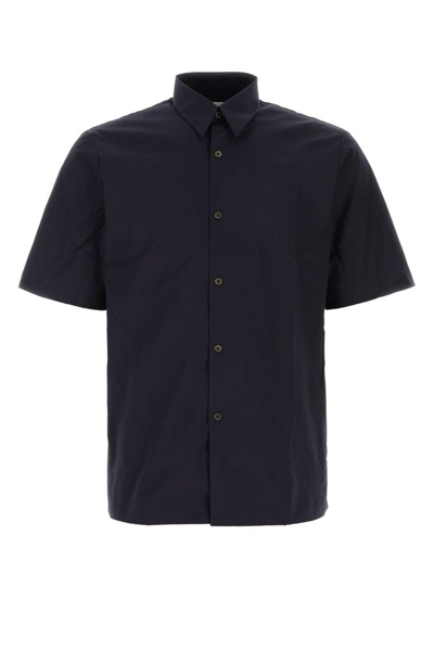 Dries Van Noten Short Sleeved Buttoned Shirt In Navy