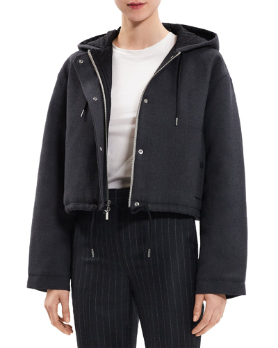 Theory Cropped Wool Parka In Multi