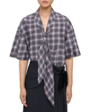 THEORY THEORY WRINKLE CHECK SILK-BLEND TOP