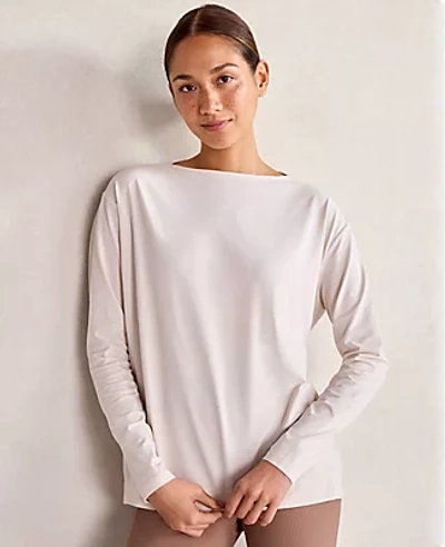 Ann Taylor Haven Well Within Balance Organic Cotton Boatneck Tee In Crystal Grey