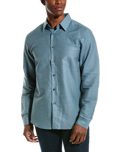 Theory Essential Linen-blend Shirt In Blue