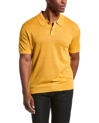 Theory Goris Linen-blend Polo Shirt In Yellow