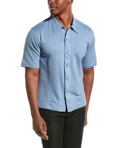 Theory Ryder Linen-blend Shirt In Blue