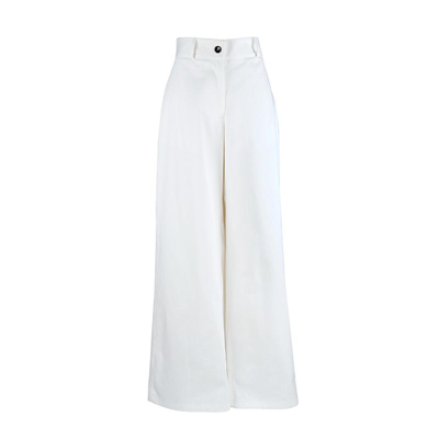 Jil Sander Wide-leg Cotton Trousers In White