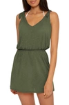 Becca Breezy Basics Smocked Waist Cover-up Dress In Green