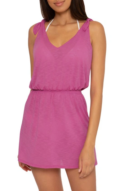 Becca Breezy Basics Smocked Waist Cover-up Dress In Rose Violet