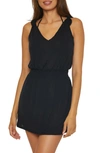 Becca Breezy Basics Smocked Waist Cover-up Dress In Black