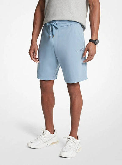 Michael Kors French Terry Cotton Blend Shorts In Blue