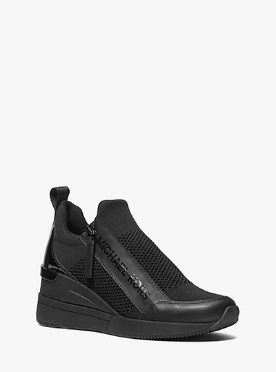 Michael Kors Willis Stretch Knit Trainer In Black