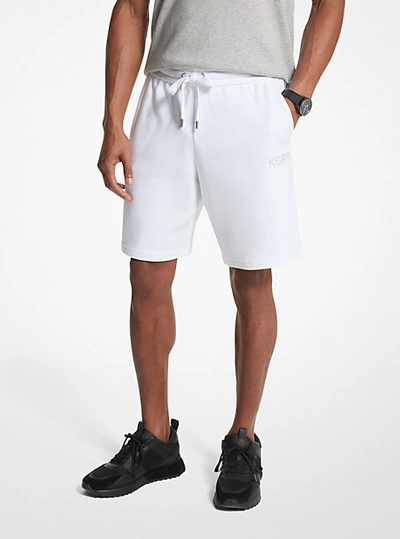 Michael Kors French Terry Cotton Blend Shorts In White