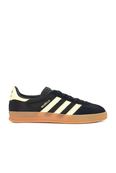 Adidas Originals Gazelle Indoor Suede And Leather-trimmed Sneakers In Black