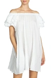 Robin Piccone Fiona Ruffle Off The Shoulder Cover-up Dress In White