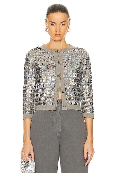 Pre-owned Chanel Cashmere Sequin Cardigan In Silver