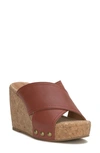 Lucky Brand Valmai Platform Wedge Slide Sandal In Henna Leather