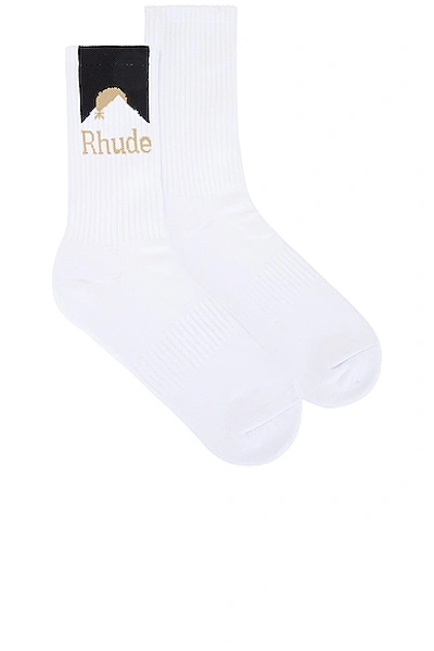 Rhude Moonlight Sock In White  Black  & Yellow