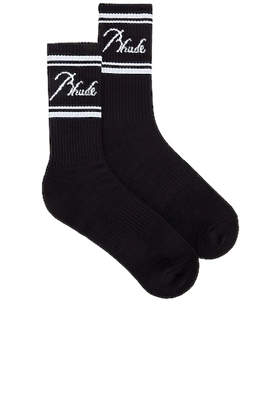 Rhude Script Logo Sock In Black & White