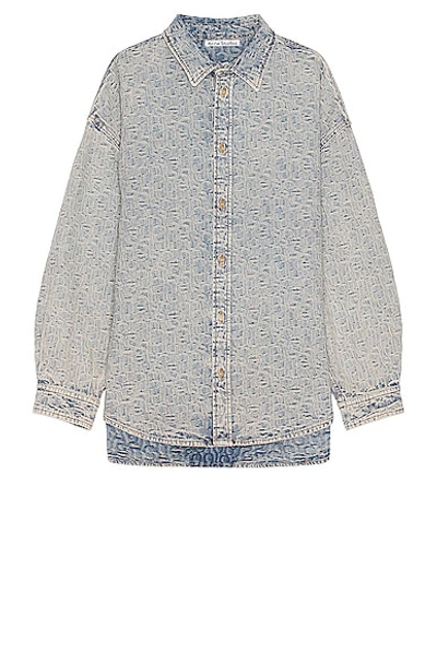 Acne Studios Jacquard Monogram Denim Shirt In Blue Beige
