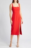 French Connection Echo Crepe Sheath Dress In True Red
