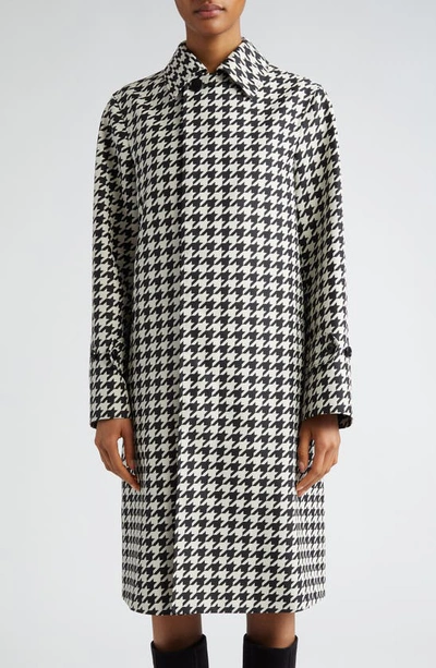 BURBERRY HOUNDSTOOTH CHECK TWILL LONG CAR COAT