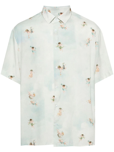 Family First Angel-print Bowling Shirt In Multicolour