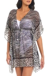 Bleu Rod Beattie Rod Beattie Animal Instinct Chiffon Cover-up Dress In Pecan