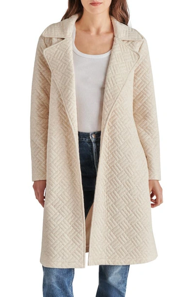 Steve Madden Jana Quilted Open Front Trench Coat In Oatmeal
