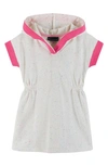 Andy & Evan Kids' Hooded Terry Cloth Cover-up Dress In Pink Nep