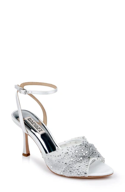 Badgley Mischka Cameryn Embellished Ankle Strap Sandal In Soft White