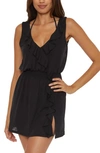Becca Breezy Basics Ruffle Cover-up Dress In Black