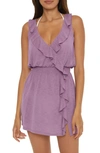 Becca Women's Breezy Basics Ruffled Cover Up Dress In Viola