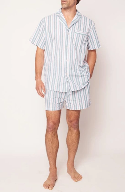 Petite Plume Vintage Stripe Cotton Short Pyjamas In Blue