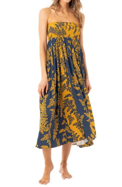 Maaji Amber Vine Volie Strapless Cover-up Dress In Yellow