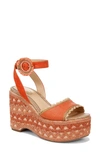 Sam Edelman Amber Platform Sandal Terra Orange Raffia